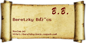Beretzky Bács névjegykártya